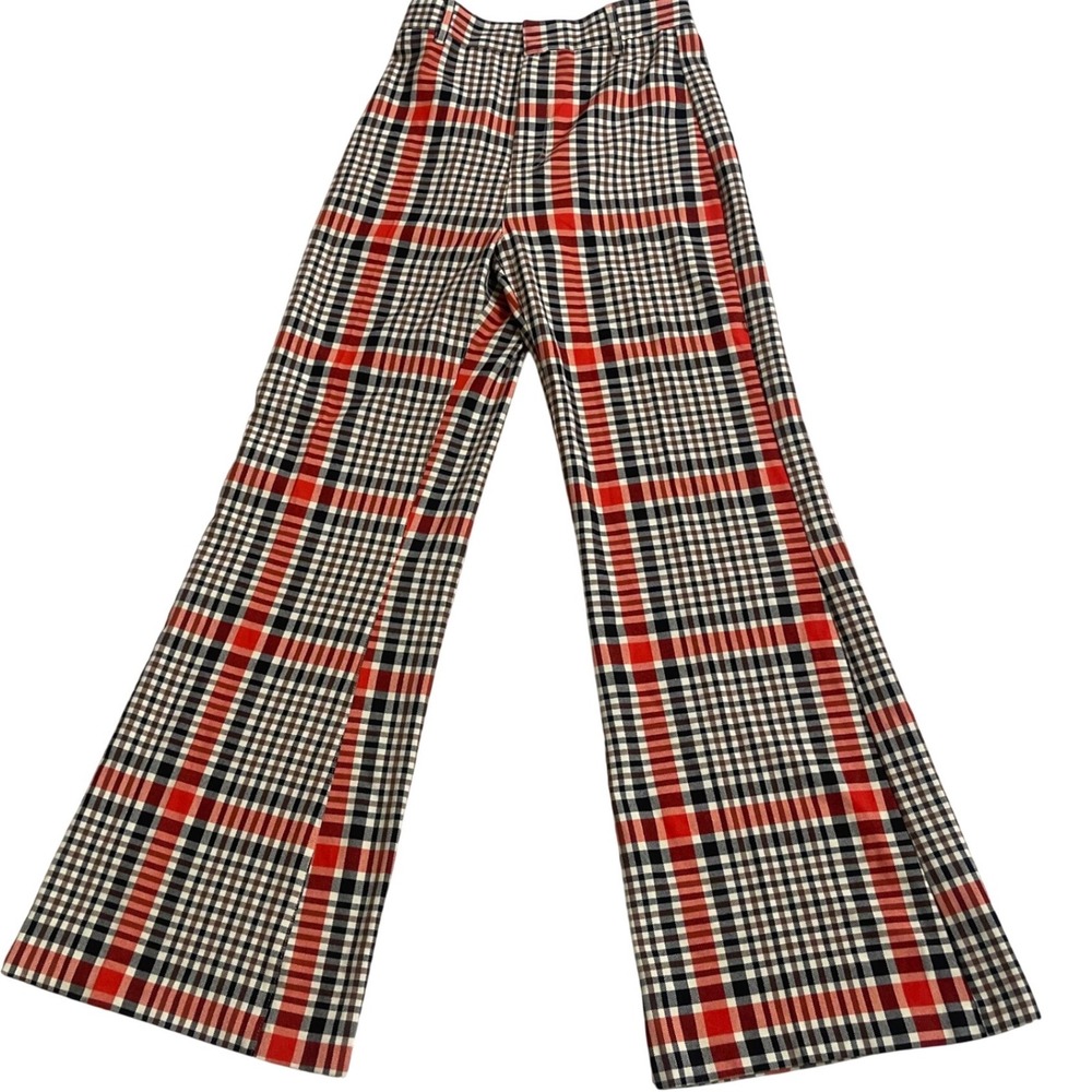 Free People Jules Plaid flared High Rise Wide Leg Flare Trousers Size 4 pants